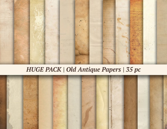 Old Paper Textures | 35 digital aged pages, printable vintage ephemera, antique background, distressed scrapbook sheets, junk journal pack