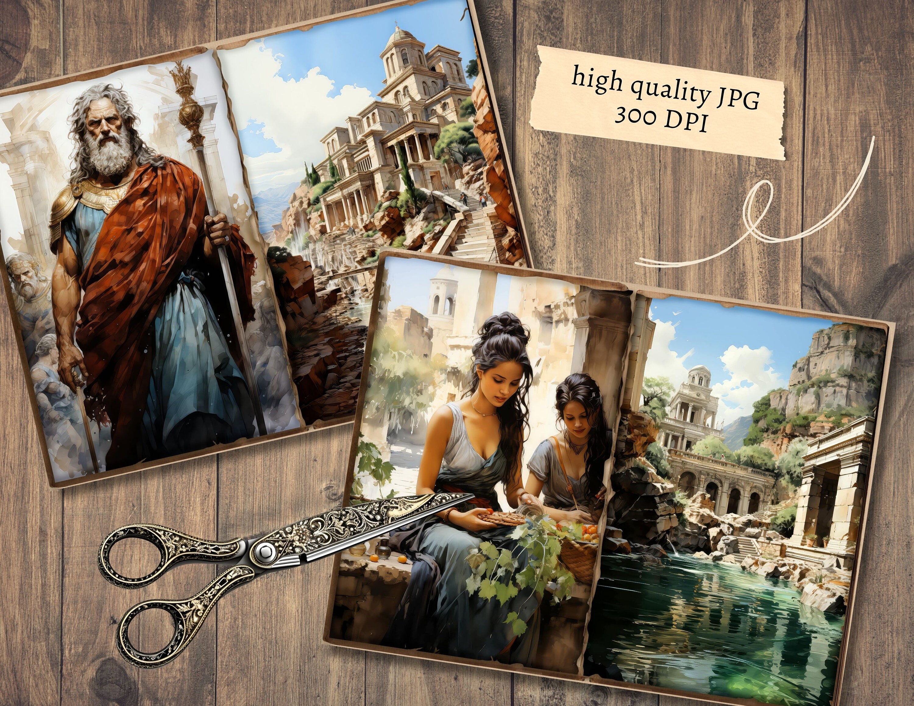 Ancient Greek Junk Journal Pages, Digital Scrapbook Paper Kit, Greece ...