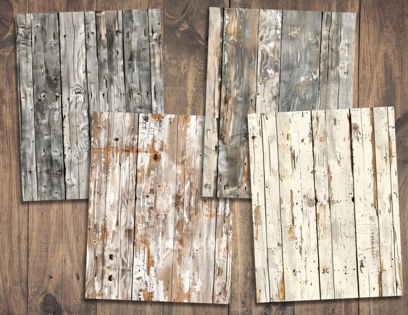 Wood Textures Digital Papers, Scrapbook Kit, Rustic Wooden Grain ...