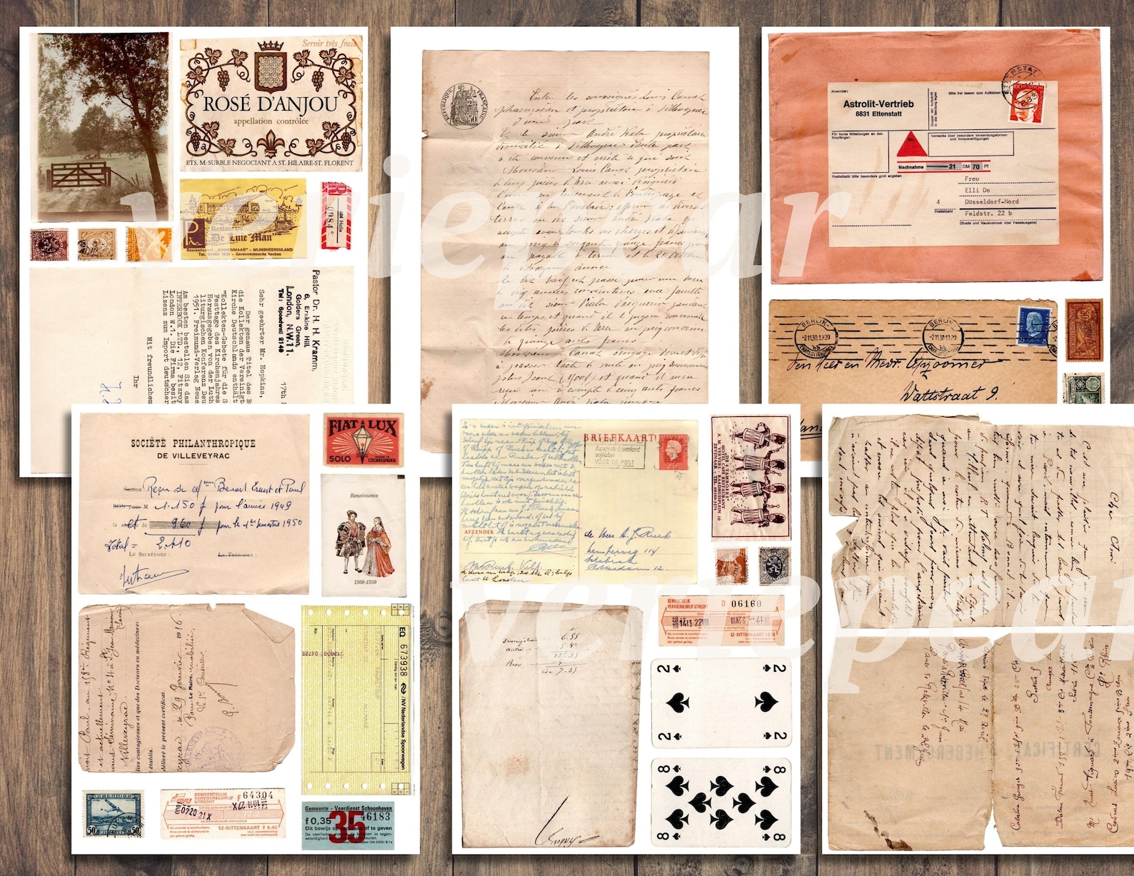 Vintage Junk Journal Ephemera Pack | SET 2 | Printable Collage Sheet ...