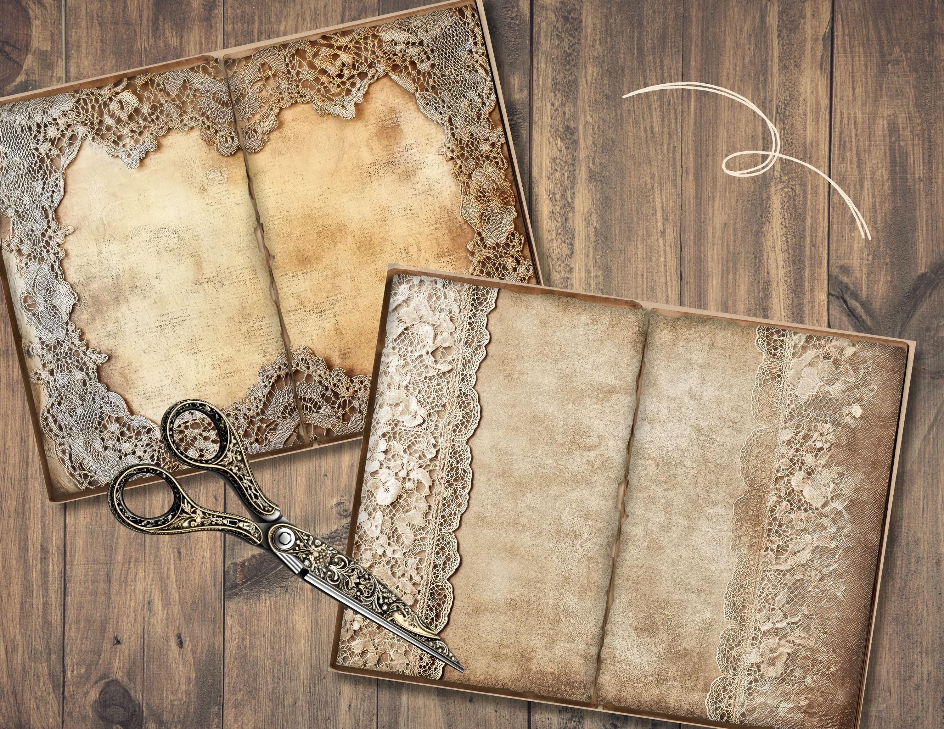 Antique Lace Junk Journal Pages, Digital Scrapbook Kit, Vintage Paper ...