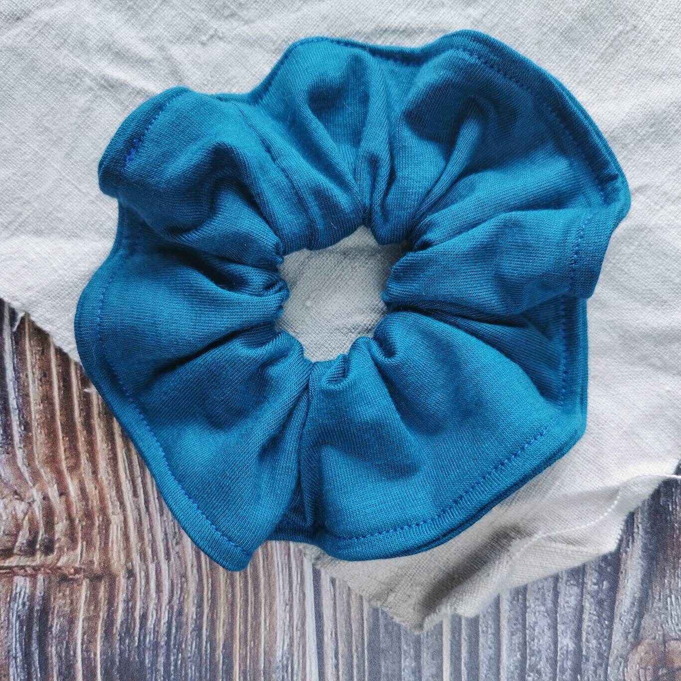 Scrunchie hair Tie Braid Rubber in Petrol or Dark Blue Fabric Braid