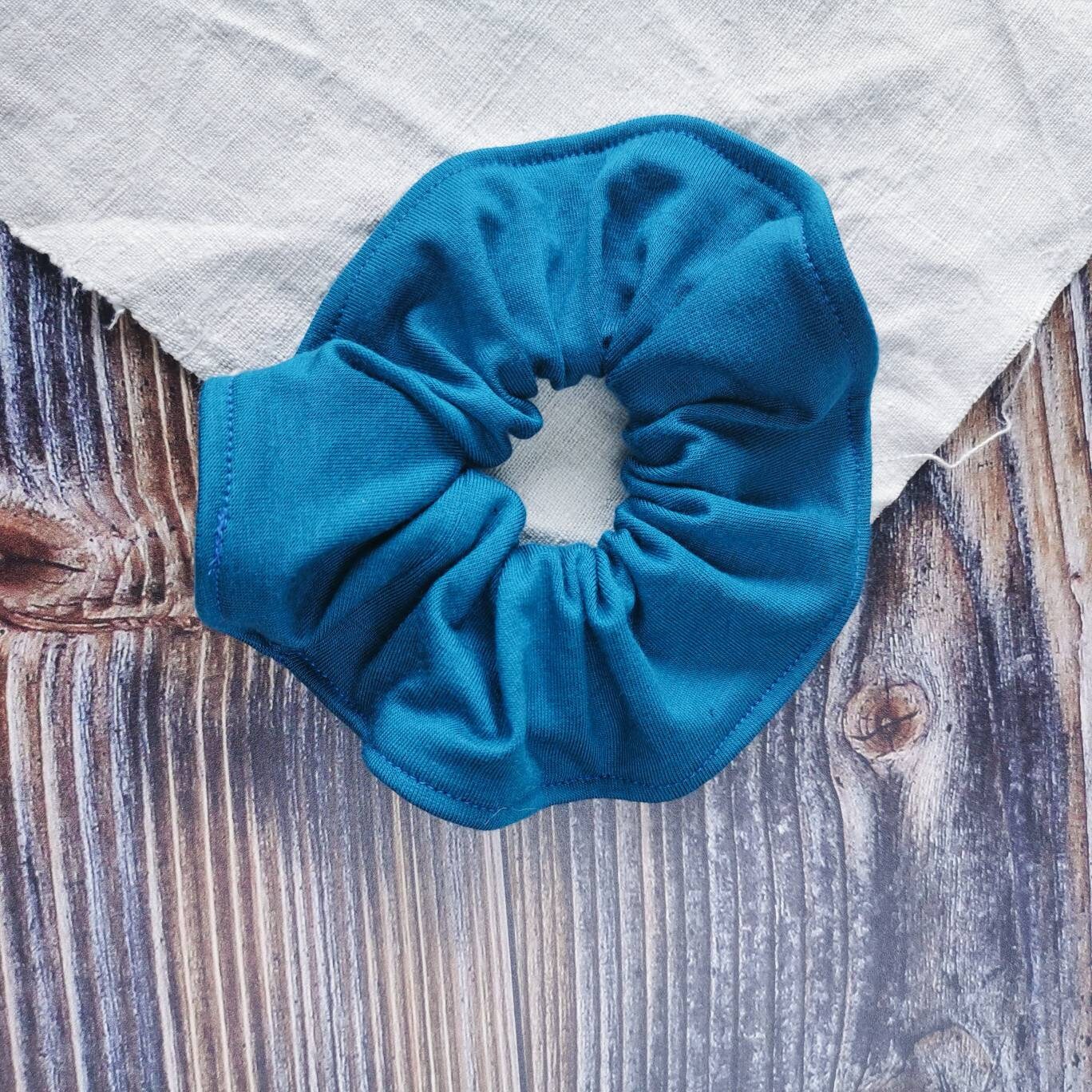 Scrunchie hair Tie Braid Rubber in Petrol or Dark Blue Fabric Braid