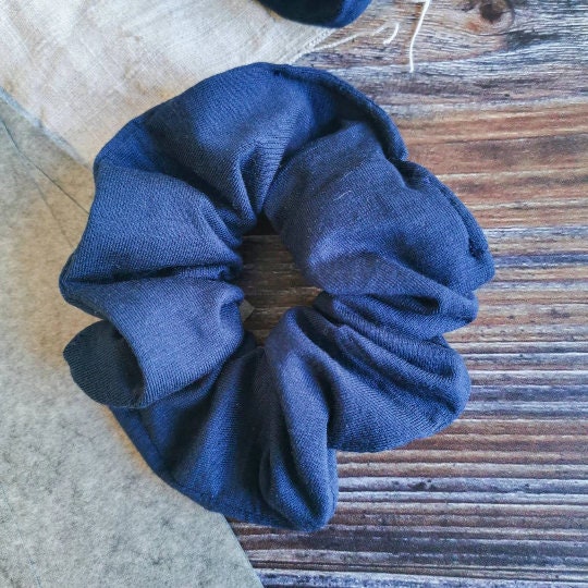 Scrunchie hair Tie Braid Rubber in Petrol or Dark Blue Fabric Braid