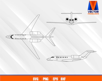 Citation X Airplane Blueprint EPS - SVG - PNG - Dxf  Vector Art - Cricut - Silhouette Cameo
