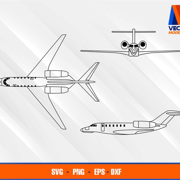 Citation X Airplane Blueprint EPS - SVG - PNG - Dxf  Vector Art - Cricut - Silhouette Cameo