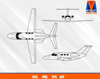Citation Mustang Airplane Blueprint EPS - SVG - PNG - Dxf  Vector Art - Cricut - Silhouette Cameo