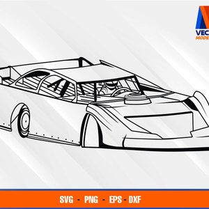 Dirt Late Model Rennauto EPS - SVG - PNG - Dxf Vektorkunst - Cricut - Silhouette Cameo