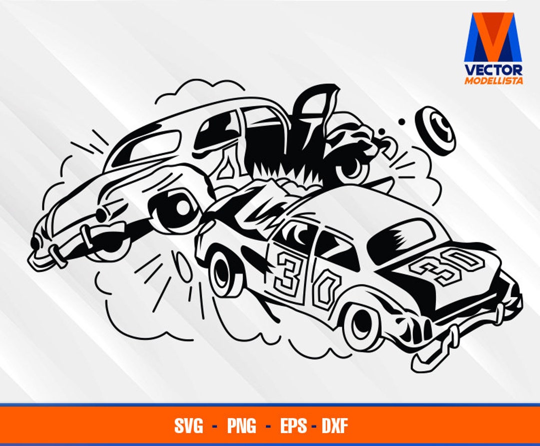 Derby Cars Crash EPS SVG PNG Dxf Vector Art Cricut Silhouette Cameo - Etsy