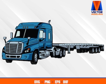 Flatbed truck colored EPS - SVG - PNG - Dxf Vector Art