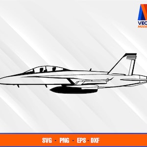 May include: Black and white silhouette of a fighter jet with a single-seater cockpit.