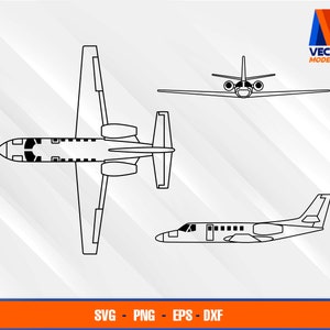 Citation Bravo Airplane Blueprint EPS - SVG - PNG - Dxf Vector Art - Cricut - Cameo de silueta