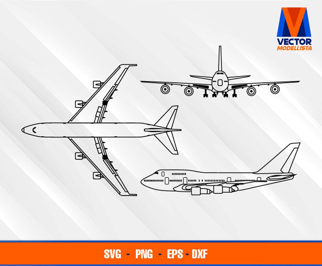 B-747 Sp Airplane Blueprint EPS - SVG - PNG - Dxf Vector Art - Cricut ...