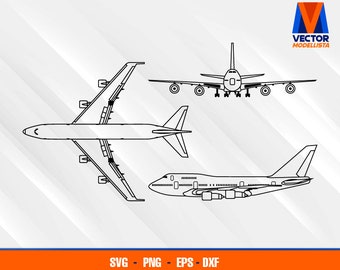 B-747 Sp Airplane Blueprint EPS - SVG - PNG - Dxf  Vector Art - Cricut - Silhouette Cameo