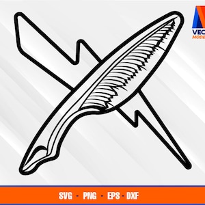 May include: Black and white line art illustration of a feather and a lightning bolt, crossed over each other.