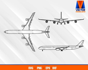 A340-600 Airplane Blueprint EPS - SVG - PNG - Dxf  Vector Art - Cricut - Silhouette Cameo