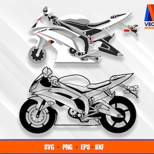 Yzf-R6 Motocicleta EPS SVG PNG Dxf Vector Art Cricut Silhouette Cameo ...