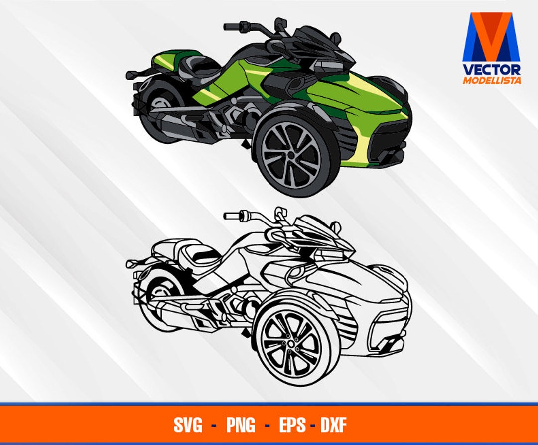 2022 Spyder F3 Three Wheeler Motorcycle EPS SVG PNG Dxf Vector Art