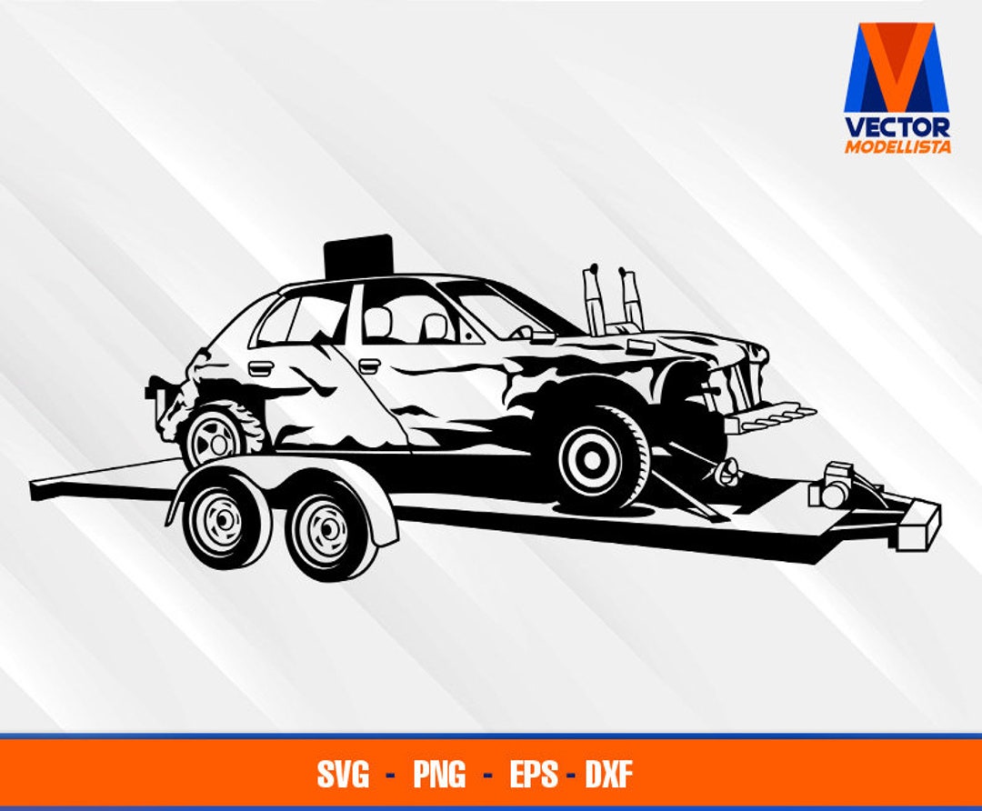Derby Car on Trailer, Car Demolition, Sublimation, Design Digital