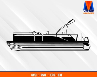 Pontoon Boat Sideview EPS - SVG - PNG - Dxf  Vector Art - Cricut - Silhouette Cameo