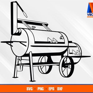 Bbq Grill mit Schornstein svg, png, eps, dxf, Raucher BBQ Barbeque Holzgrill Rauch Kulinarisches Cookout Grillen Food Restaurant