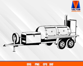 On wheels smoker bbq SVG - PNG - DXF - Eps - wood grill smoke - Smoker bbq on trailer