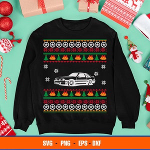 Pull De Noël Voiture Rétro – Sweat Amusant Automatique & Manuelle, Cadeau Idéal Fan De Bagnoles