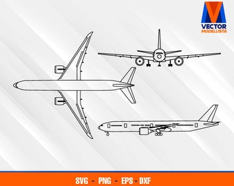 B777-300ER Airplane Blueprint EPS - SVG - PNG - Dxf Vector