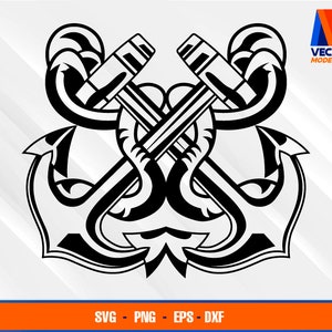 USCG Boatswain BOSN Rating Pin Badge EPS - Svg - Png - Dxf  Us Coast Guard Vector Art