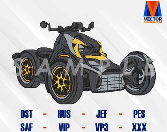 2023 Ryker Three Wheeler Motorcycle DST - EXP - PES - Exp - Hus - Machine Embroidery Design, Embroidery Files, Embroidery Designs