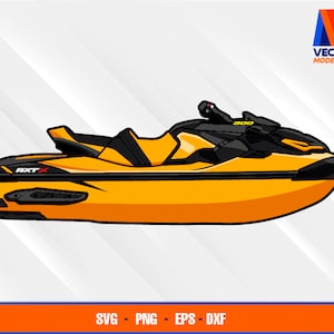 May include: A yellow and black jet ski with the text "RXT-X" and "300" on the side.