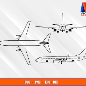 B737-900 Airplane Blueprint EPS - SVG - PNG - Dxf  Vector Art - Cricut - Silhouette Cameo