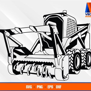 Kompaktlader mit Forstmulcher EPS - SVG - PNG - Dxf Vektor Kunst