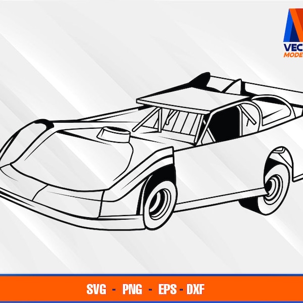 Dirt late model race car EPS - SVG - PNG - Dxf Vector Art - Cricut - Silhouette Cameo