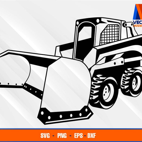 Skid steer with snow pusher EPS - SVG - PNG - Dxf  Vector Art
