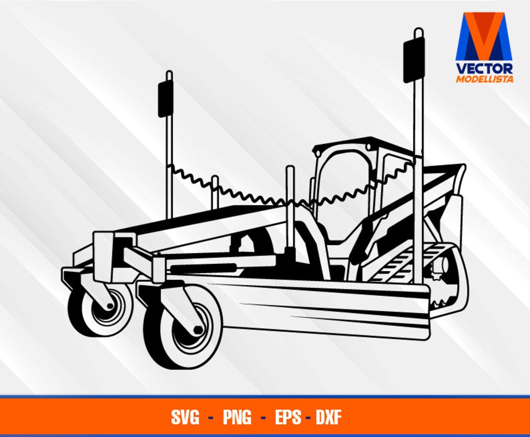Skid Steer With Grader Attachment SVG PNG Dxf Vector Art Cricut