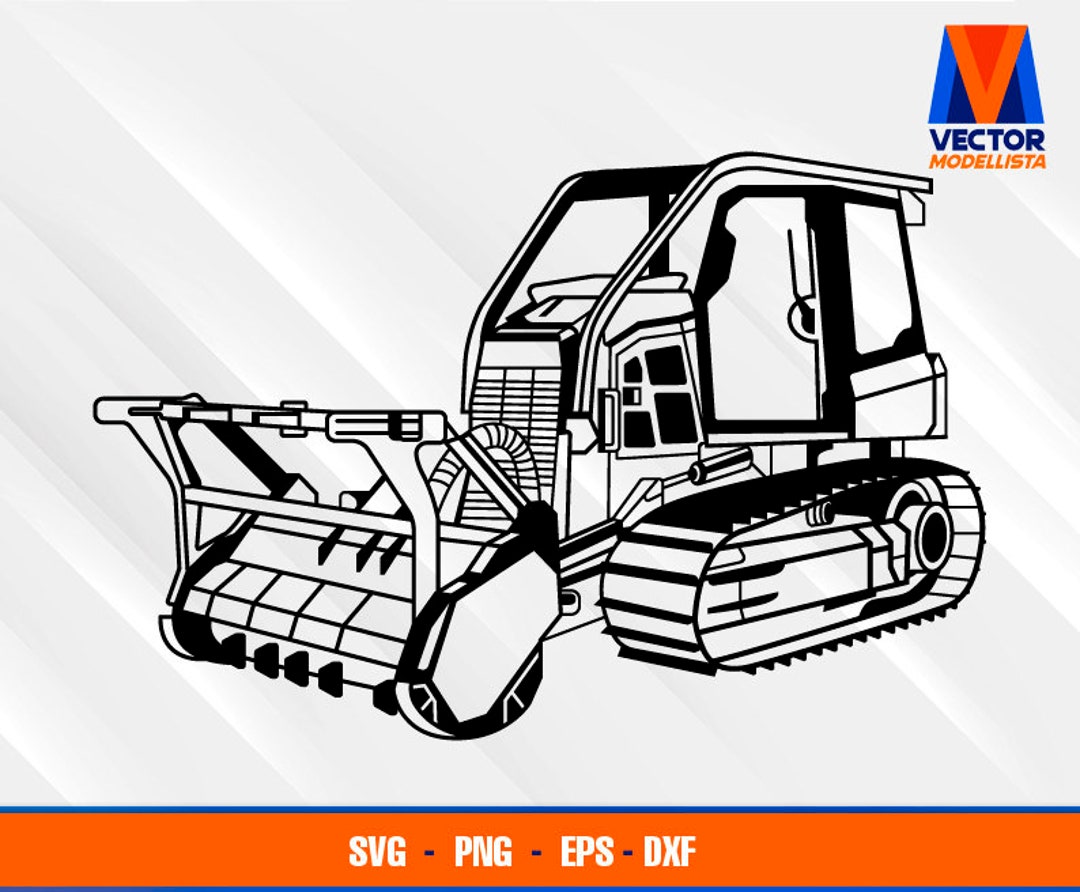 Mulcher Bulldozer EPS SVG PNG Dxf Vector Art Etsy