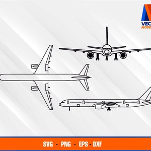 B737-300 Airplane Blueprint EPS - SVG - PNG - Dxf  Vector Art - Cricut - Silhouette Cameo