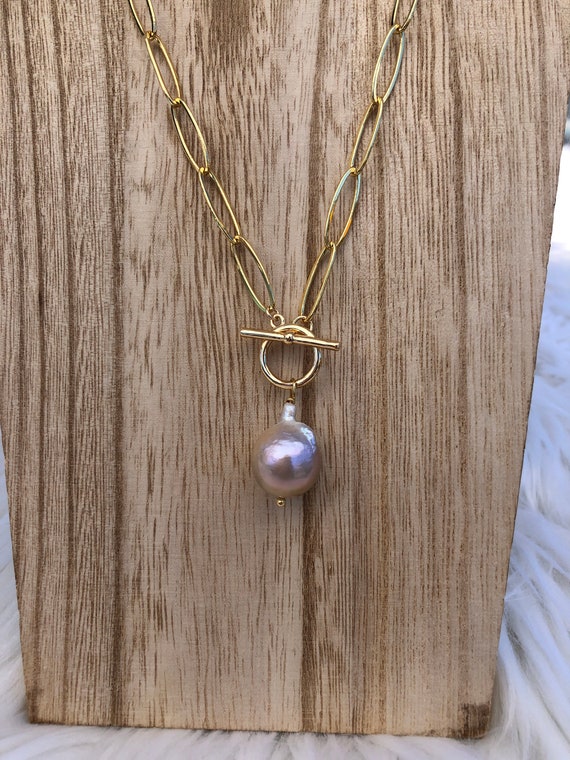 Baroque Pearl Necklace 14K Gold Necklace Baroque Pearl | Etsy