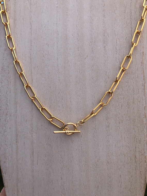 Paper Clip Necklace Paper Clip Gold Chain Open Link | Etsy