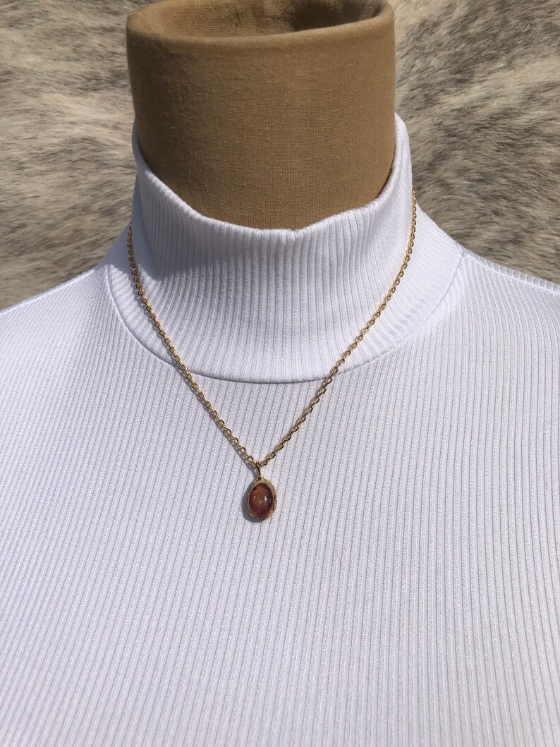 Gemstone Necklace Fire Opal Necklace Orange Opal Necklace Dainty Necklace Mexican Fire Opal Pendant on Gold Necklace