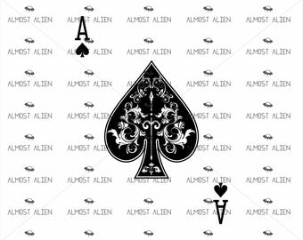 Ace of Spades Playing Cards, SVG Cut File, Instant Download