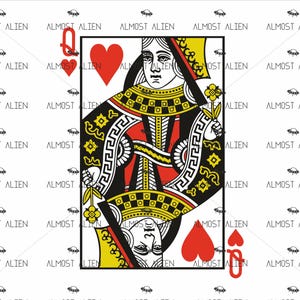 Queen of Hearts Playing Cards, SVG Cut File, Instant Download