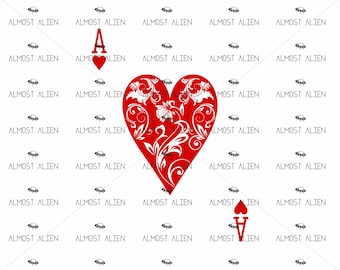 Ace of Hearts Playing Cards, SVG Cut File, Instant Download