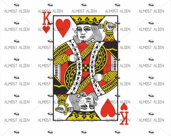King of Hearts Playing Cards, SVG Cut File, Instant Download