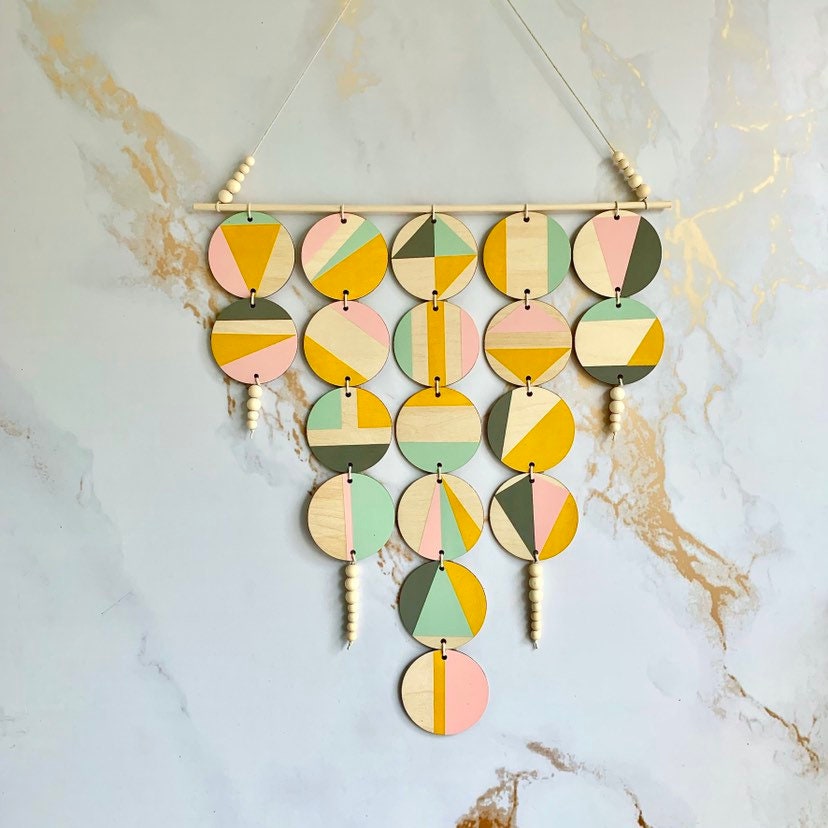 Accrochage Mural - Grande Tenture Murale Art Coloré et Lumineux Géométrique Scandinave Décoration Po