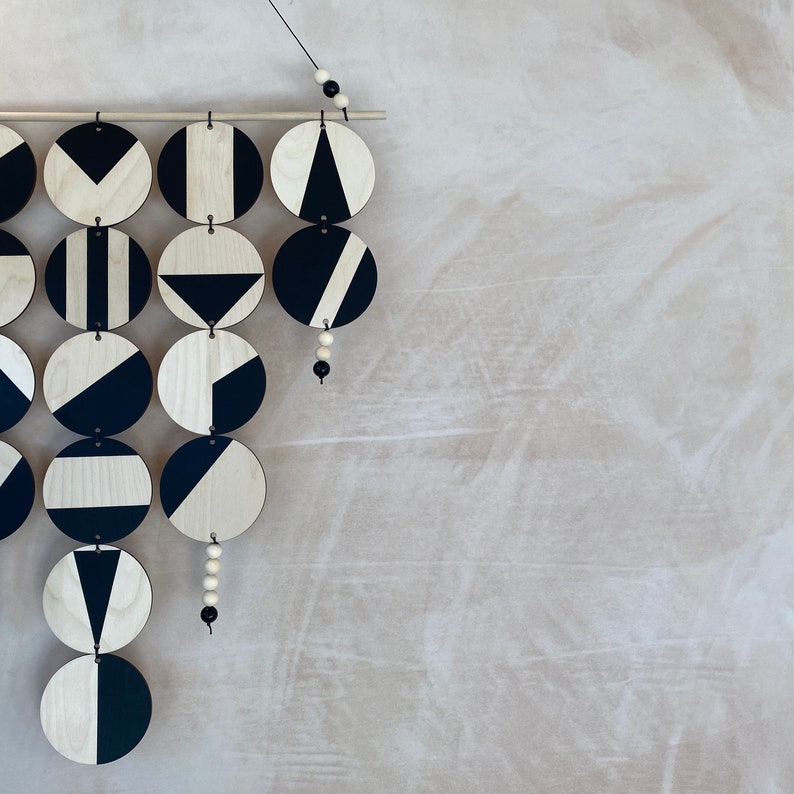 Black Geometric Wall Hanging Large Wall Art Monochrome Art Etsy