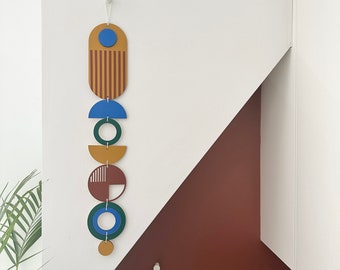 Colour Block Wall Hanging Art - Geometric Aztec Lines Gift for Him