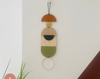 Small Modern Wall Hanging - Cute Geometric Art - Metal Wood Decor - Unusual Wall Hanging - Wall Jewellery- Contemporary Designs - Home Decor