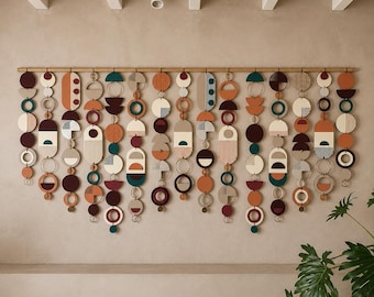 Large Abstract Wall Art – Handmade Geometric Mid-Century Modern Wall Hanging